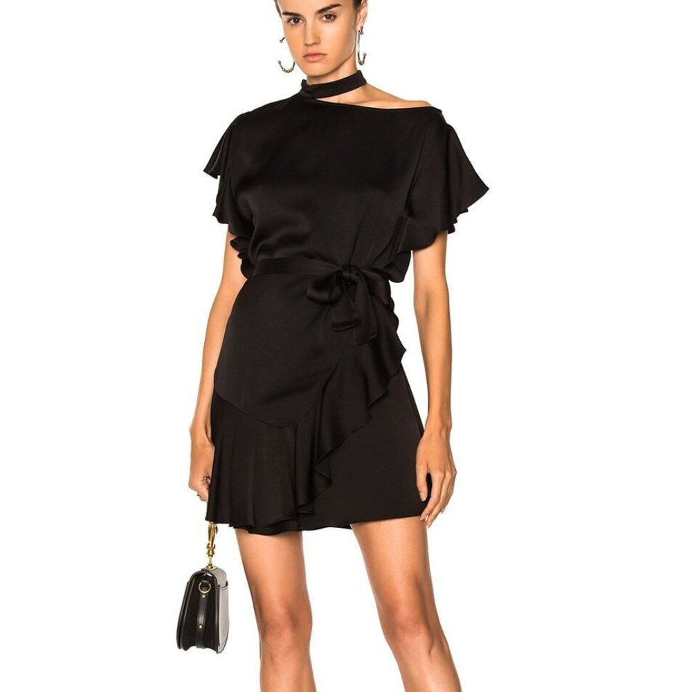 MARISSA WEBB Delilah cut out black ruffle mini dress Sz.S